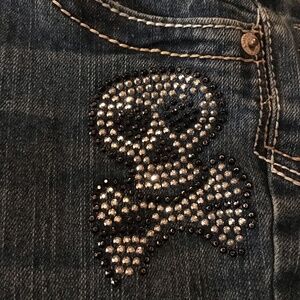 Justice girls Skull and Crossbones bling jeans Sz 10s